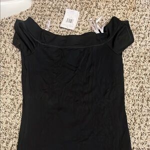 Guess Black Fitted Off-the-Shoulder Bodysuit
